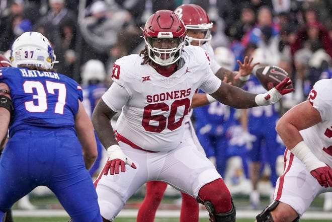 Oklahoma offensive lineman Tyler Guyton, a graduate of Manor High School, was selected in the first round of the NFL draft on Thursday by the Dallas Cowboys.
